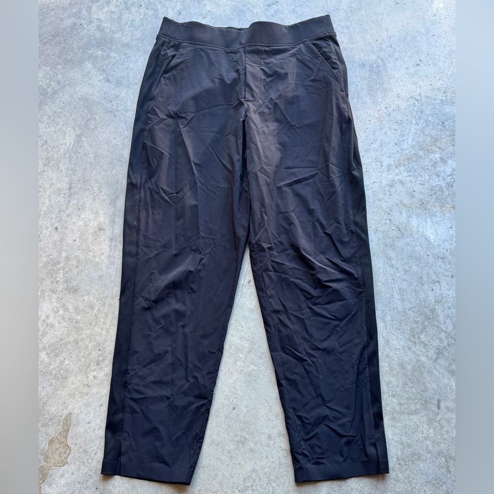 Athleta Endless Satin Side Stripe Ankle Pants Black Size 8